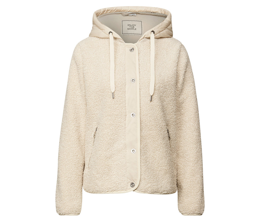 Veste en teddy beige avec capuche amovible Street One.
