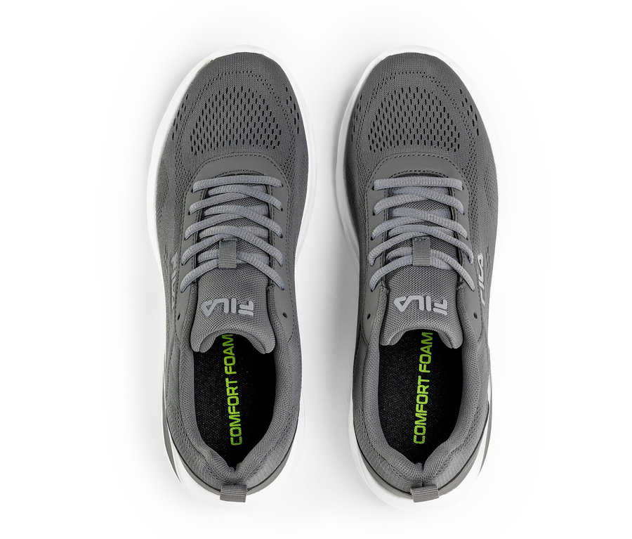 Vue de dessus d'une paire de baskets pour homme FILA Specctris en Castlerock sur fond blanc.