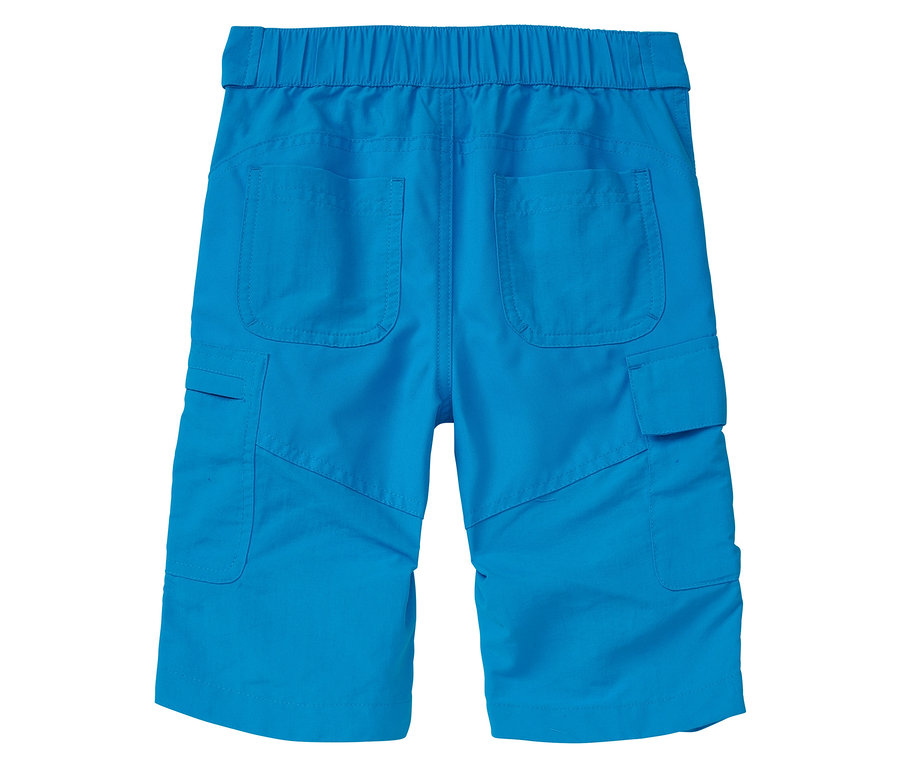 Gros plan de l'arrière d'un pantalon 3/4 outdoor JAKO-O azur.
