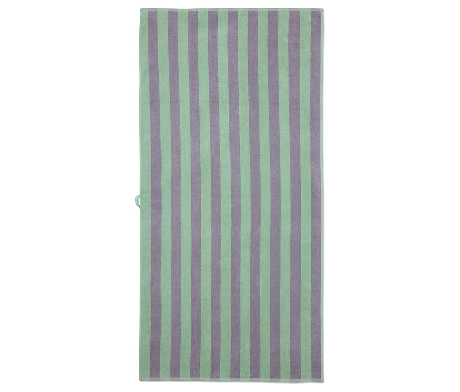 Serviette rayée verte et violette.