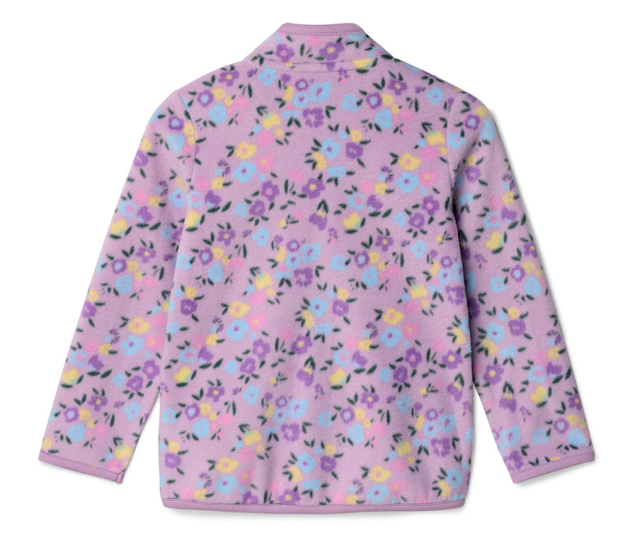 Veste en polaire lilas clair à motif floral.