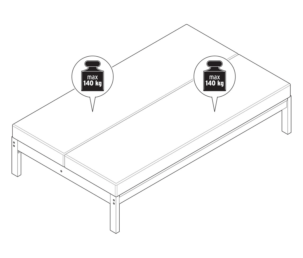 Un banc de jardin 2 en 1 qui peut également être utilisé comme bain de soleil double.