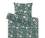 Ensemble de literie à motif floral vert comprenant une taie d'oreiller et une housse de couette.
