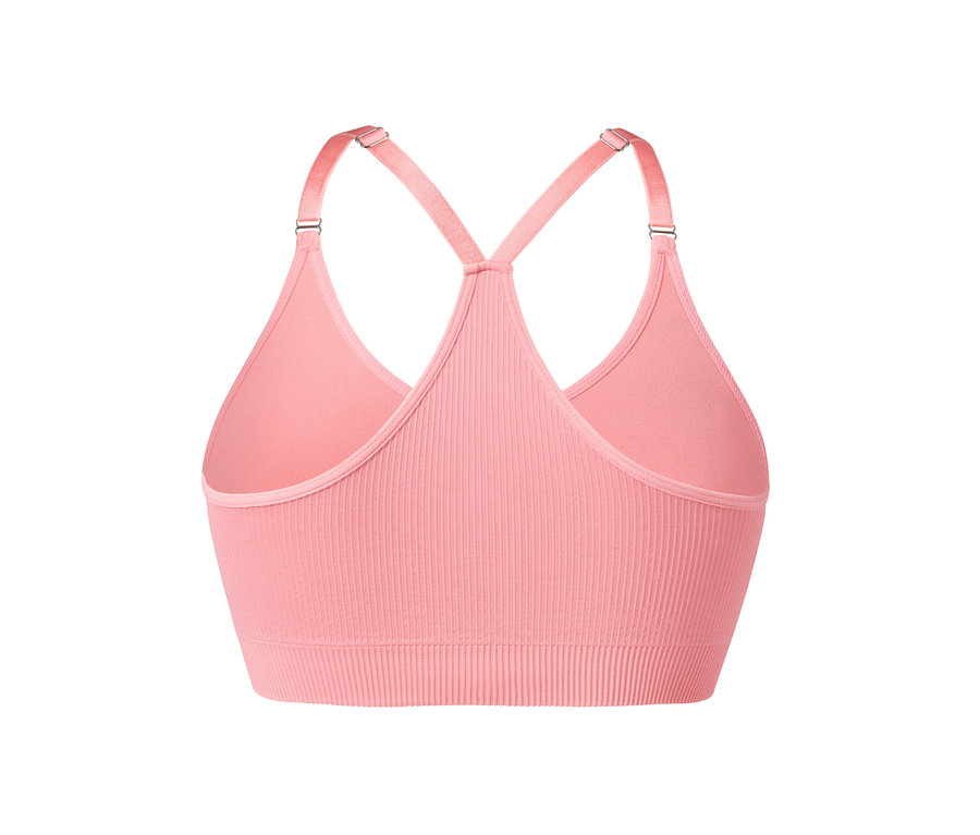 Gros plan d'un soutien-gorge de sport sans coutures.