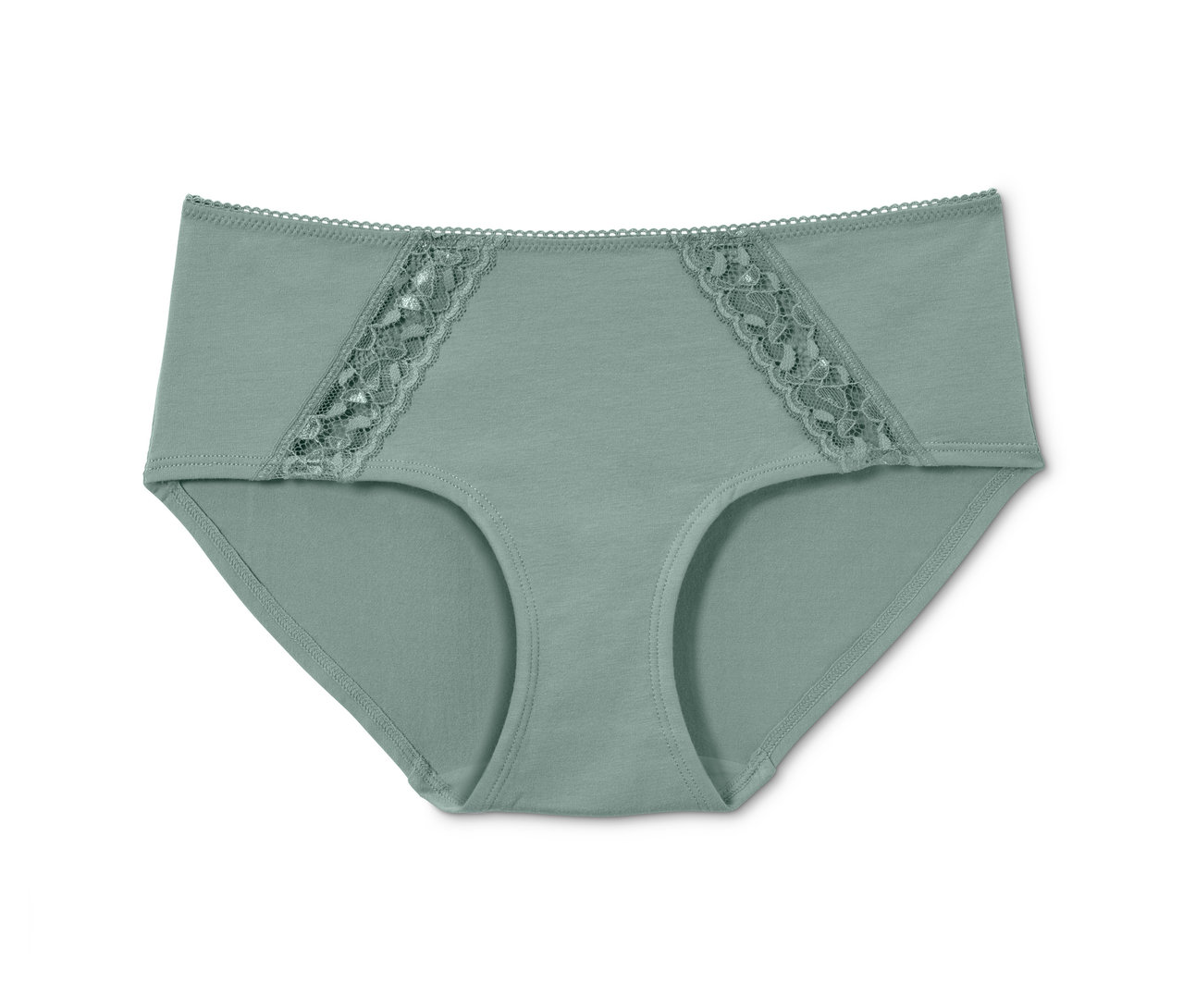Culotte verte avec de la dentelle.