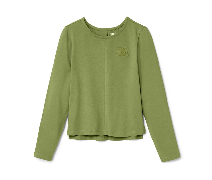 T-shirt manches longues vert pour enfant.