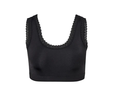 Bustier noir avec détails en dentelle.