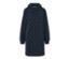Une robe d’intérieur bleu marine à capuche avec des pois blancs.
