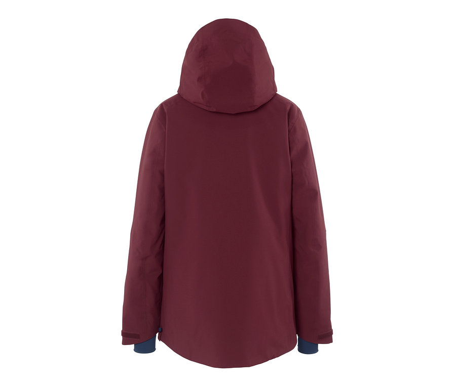 Vue arrière de la veste de ski bordeaux à demi-fermeture éclair.