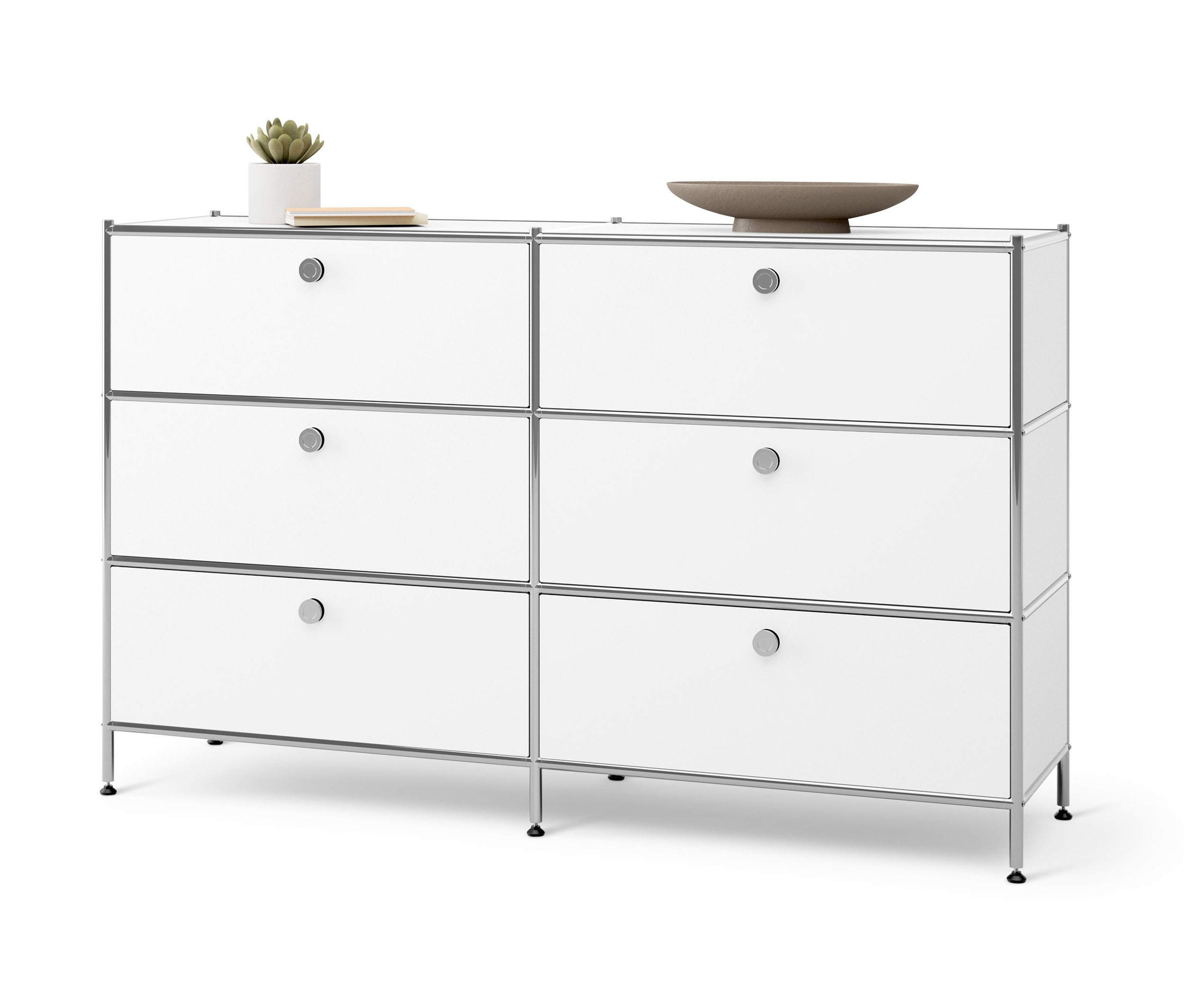 Commode en métal « CN3 » blanche avec 6 tiroirs.