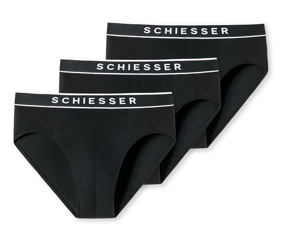 Trois slips Rio SCHIESSER noirs avec coton bio.
