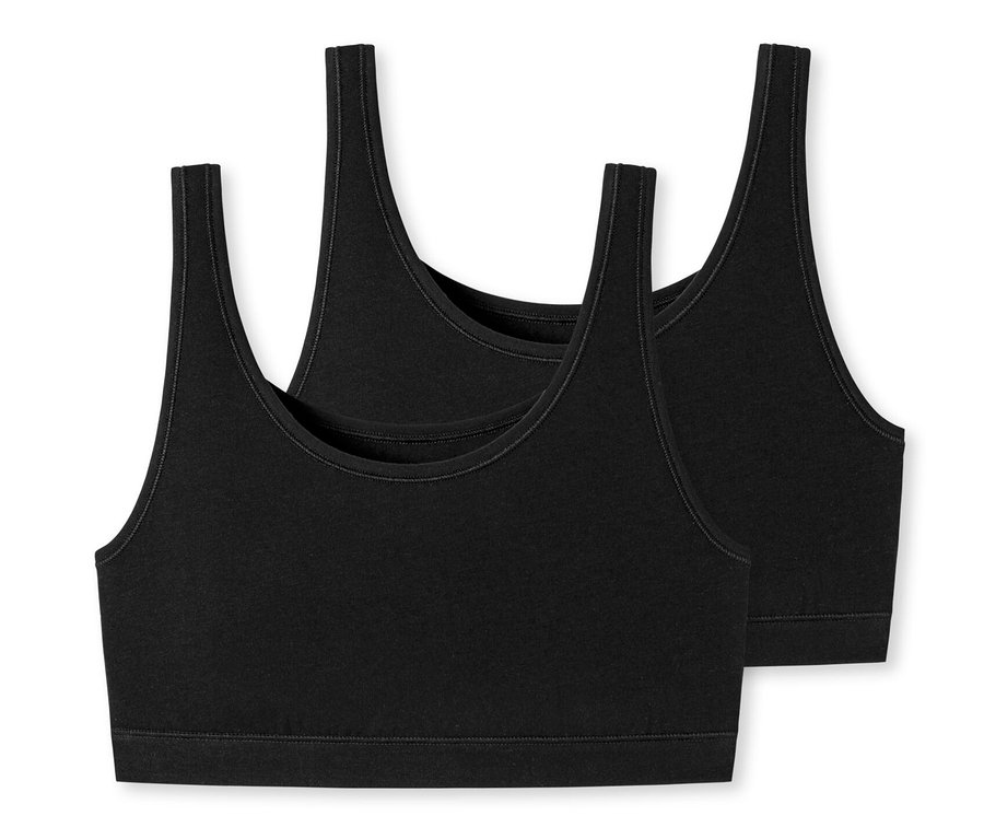 Deux brassières noires SCHIESSER en coton bio.