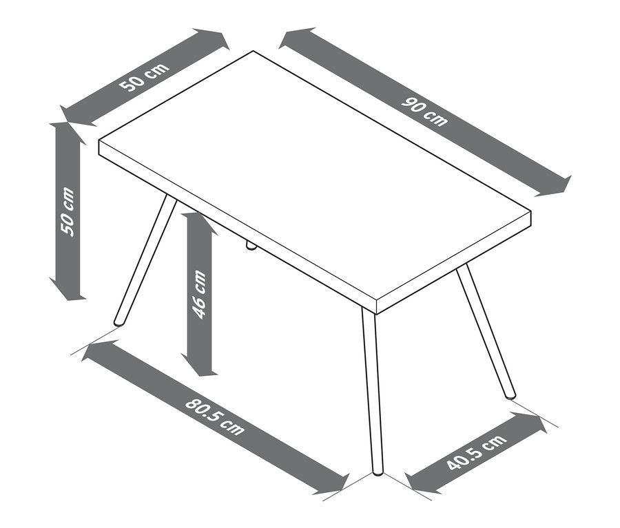 Dimensions de la table basse avec plateau en polyciment.