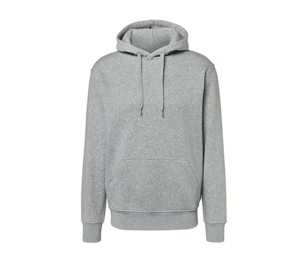 Sweat à capuche gris chiné.