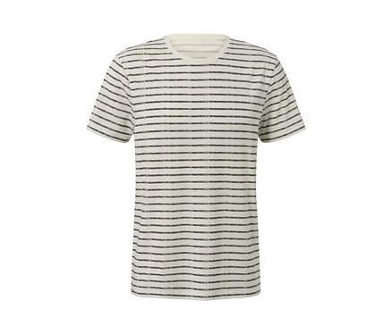 T-shirt fonctionnel rayé crème et anthracite.