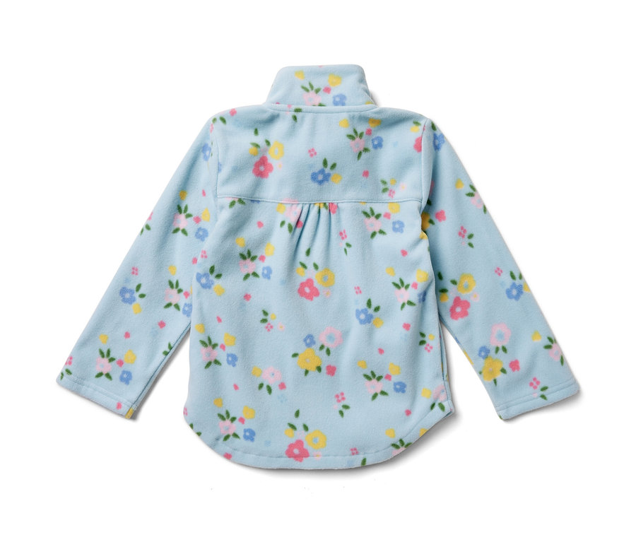 Veste polaire pour enfant bleu clair avec motif floral.