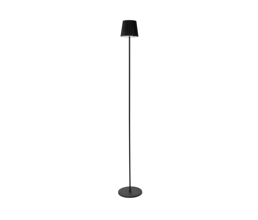 Un lampadaire d’extérieur à LED rechargeable noir.