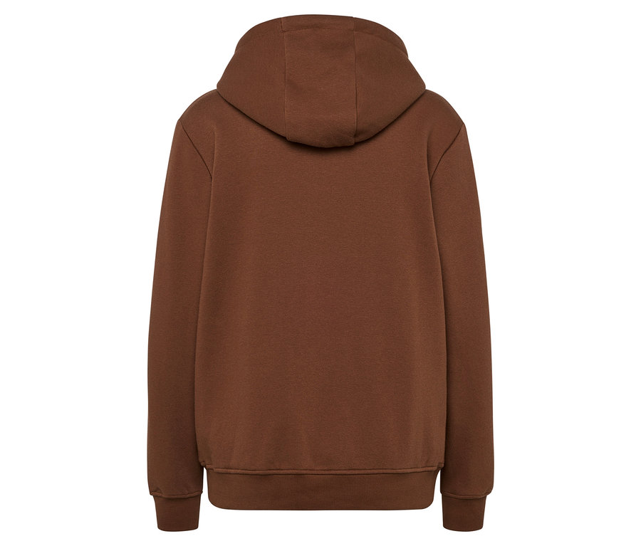 Vue arrière d'un sweat à capuche marron.