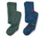 Deux collants pour enfants : un vert et un bleu avec un imprimé de voitures.