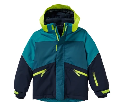La veste robuste pour enfant JAKO-O turquoise foncé est dotée d'une capuche et de fermetures éclair.