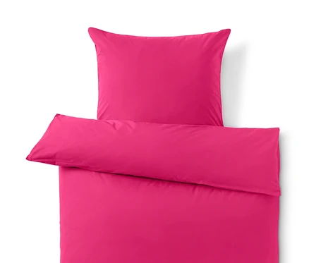 Parure de lit en renforcé rose vif de taille normale avec oreiller.