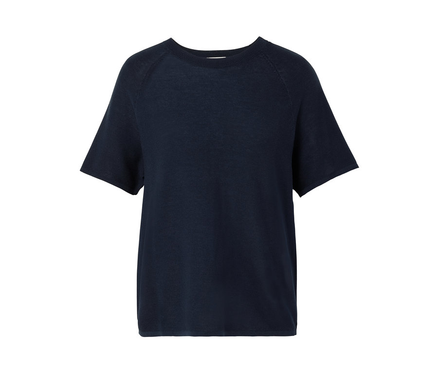 T-shirt en maille fine bleu marine.