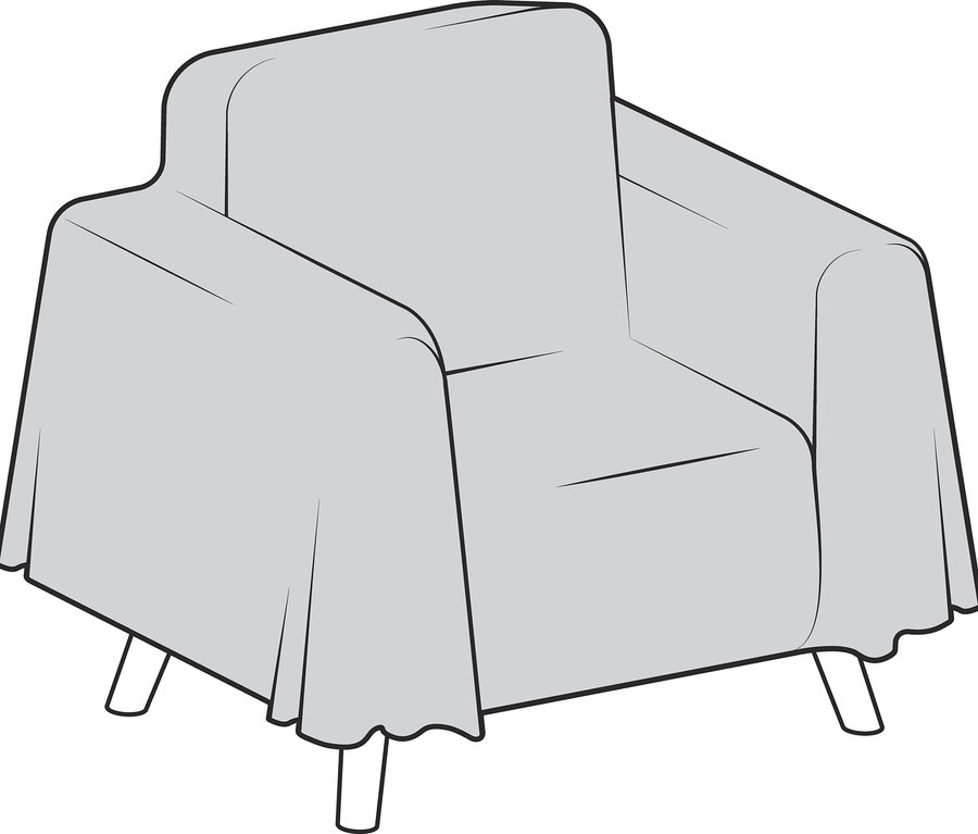 Fauteuil avec jeté en tissu renforcé.
