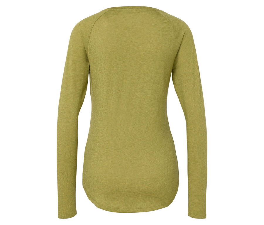 Vue arrière d'un t-shirt à manches longues vert olive.