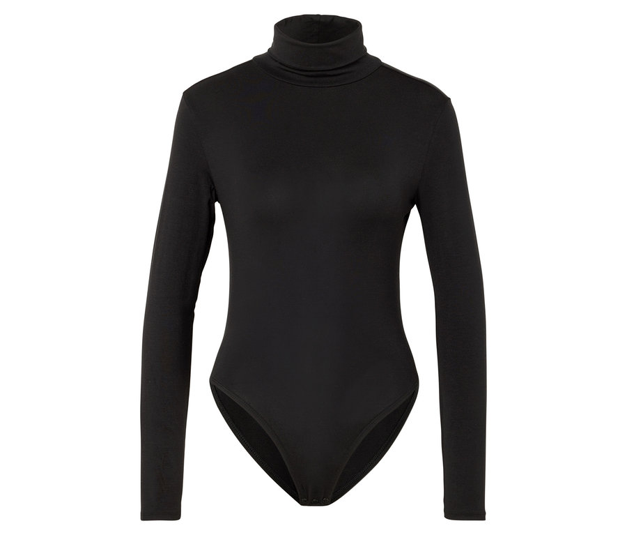 Body noir à manches longues et col roulé.