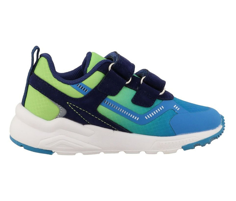 Basket LURCHI « Archie », bleue avec fermeture velcro et semelle blanche.