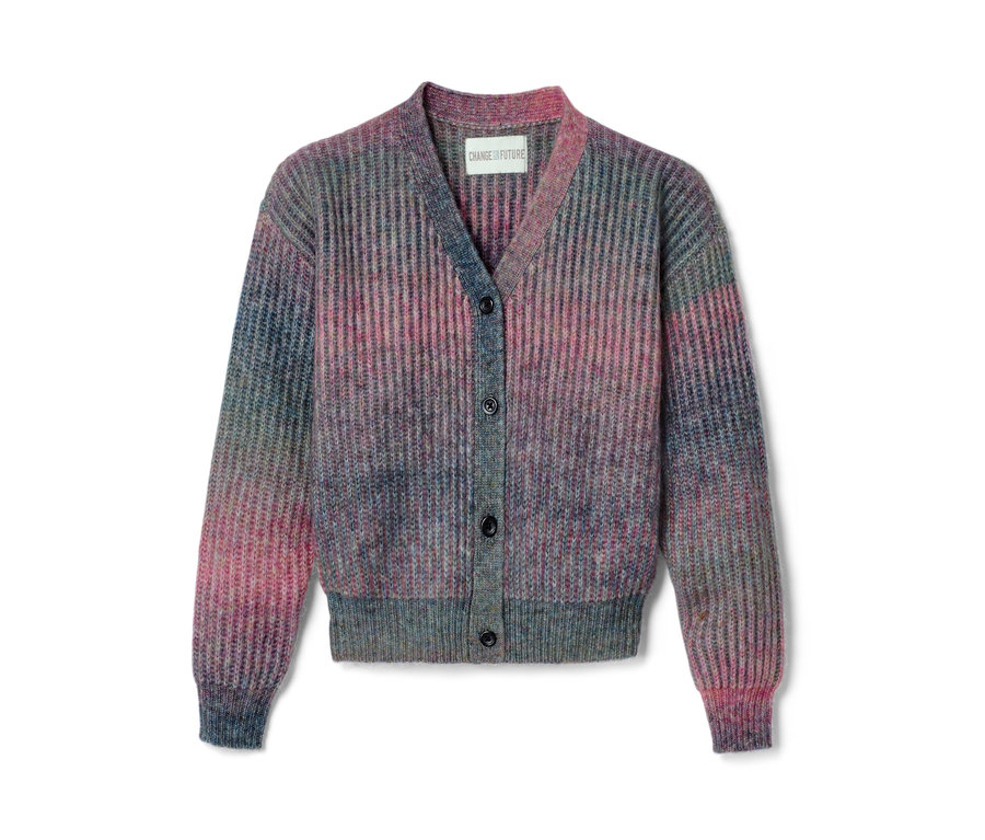 Veste en maille avec de la laine vierge et des boutons.