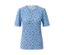 Blouse bleue avec imprimé intégral.