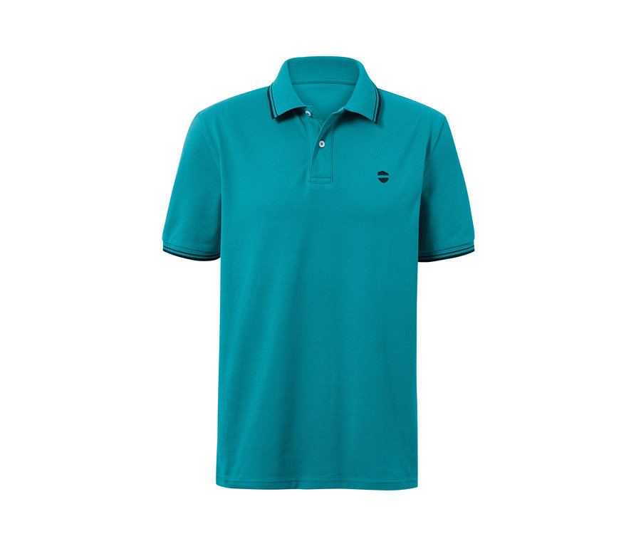 Polo en piqué bleu turquoise.
