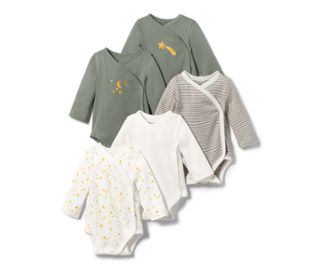 1 x avec imprimé intégral étoilé, 2 x kaki avec imprimé étoilé, 1 x blanc, 1 x rayé marron et blanc