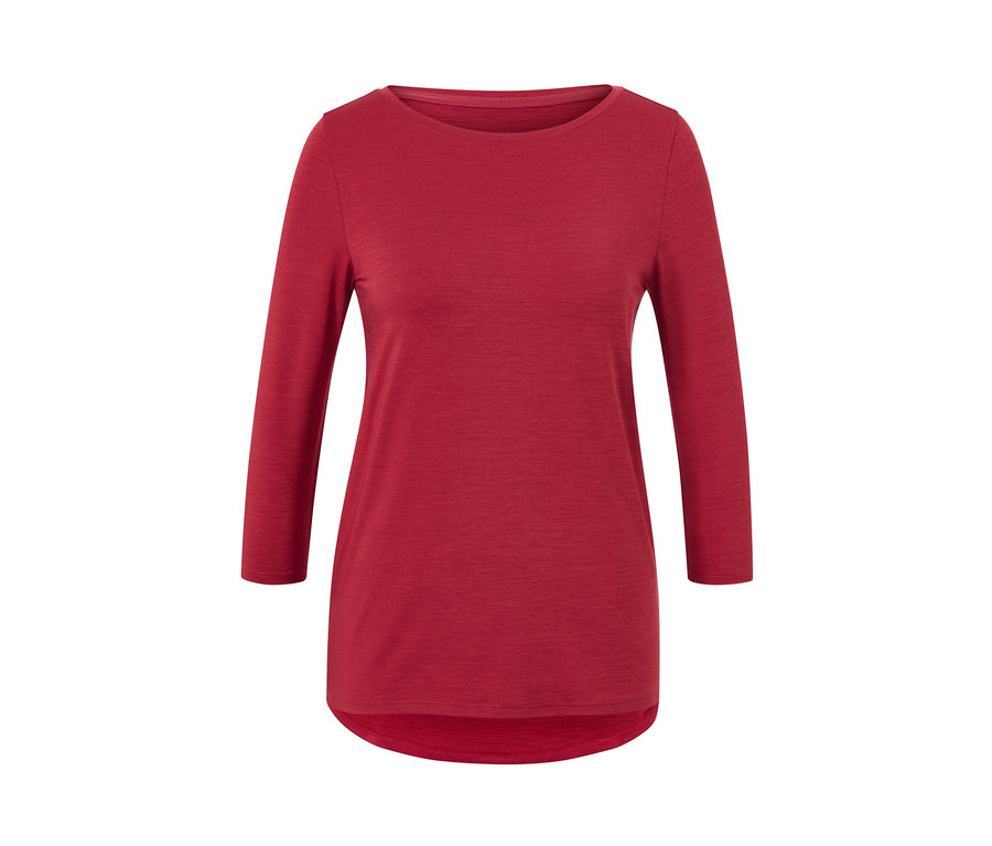 T-shirt technique rouge à manches 3/4.