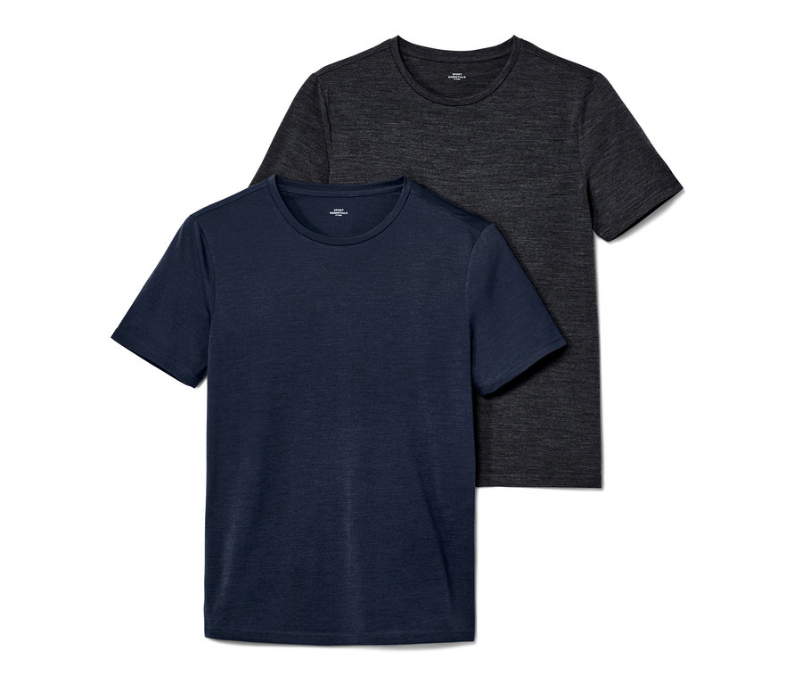 Deux t-shirts bleus en laine mérinos.