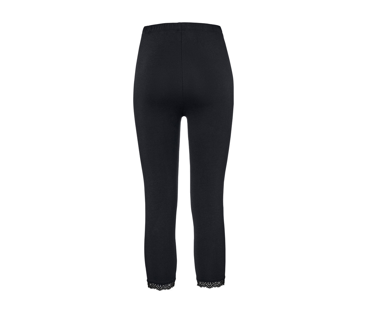 Legging 3/4 noir avec bord en dentelle.