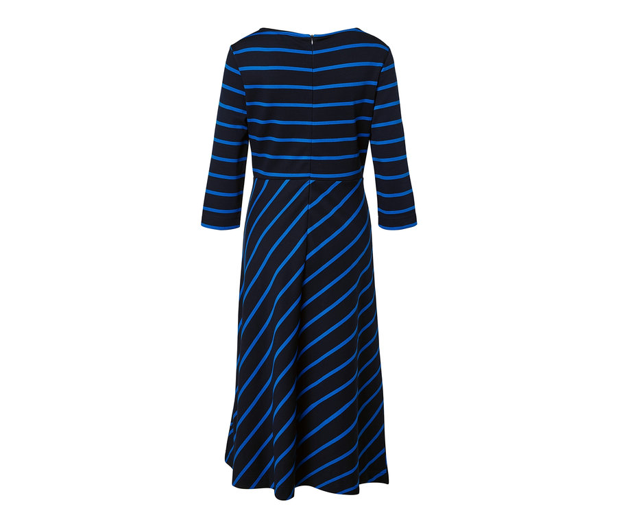 Vue arrière d'une robe rayée en jersey.