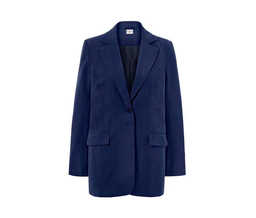Blazer en toile bleu avec bouton.