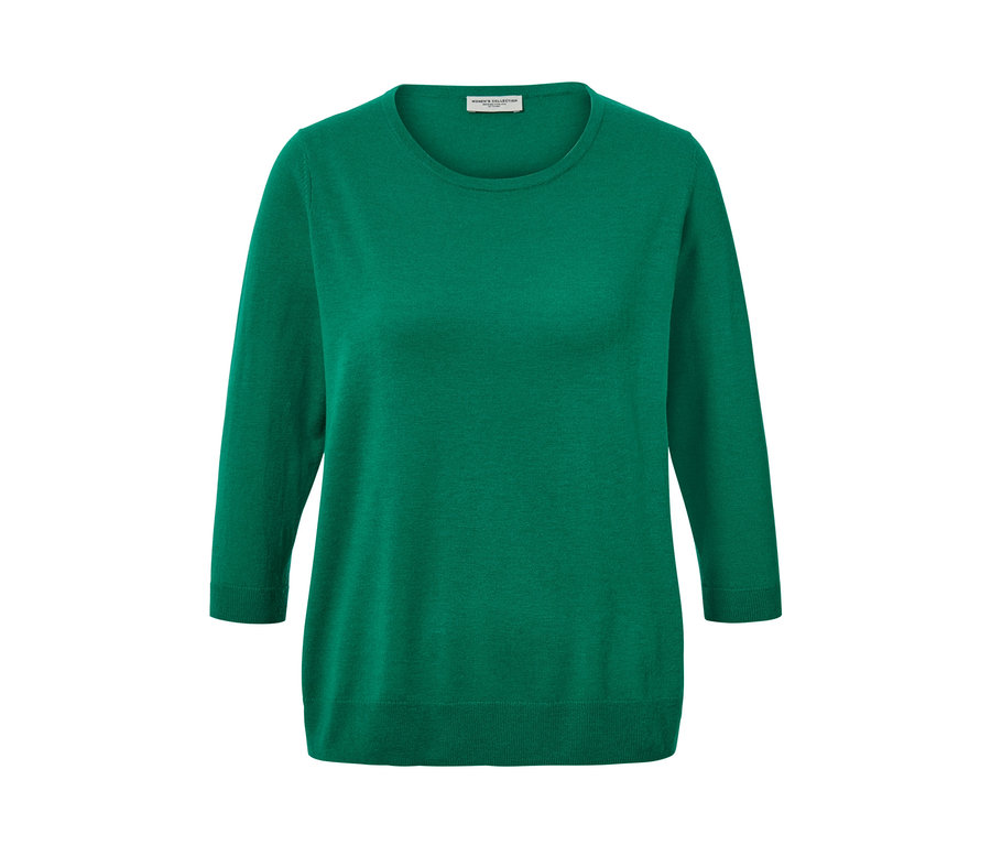 Pull vert en maille fine avec soie.