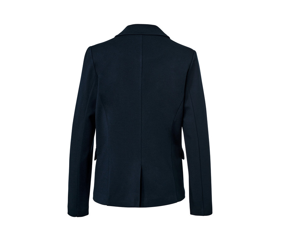 Détail du dos du blazer en jersey.