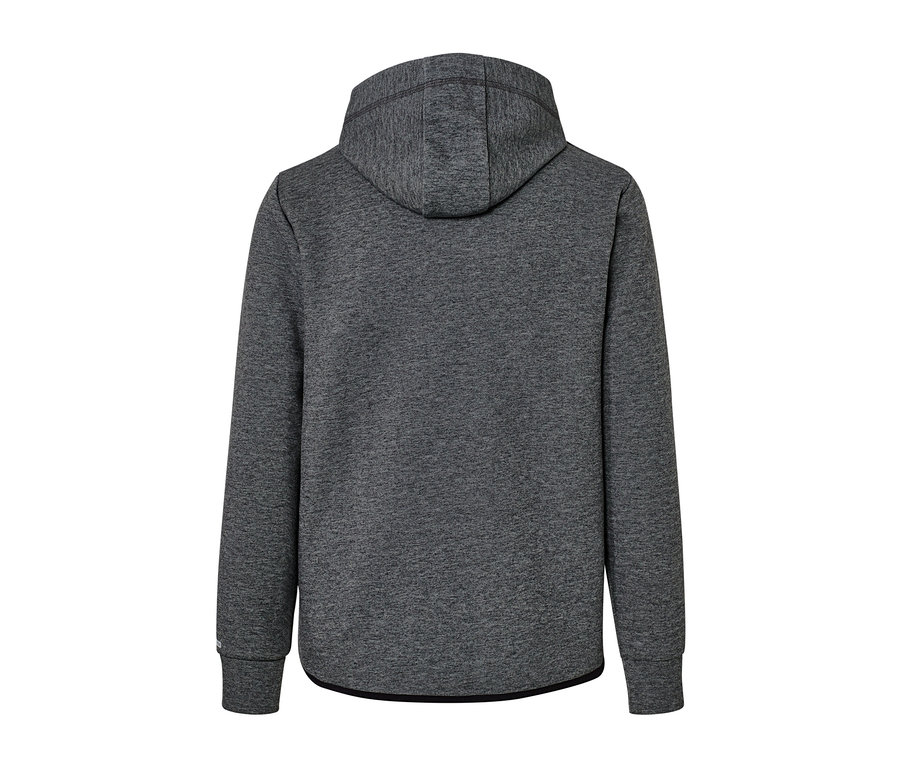 Vue arrière d'une veste technique en sweat à capuche.