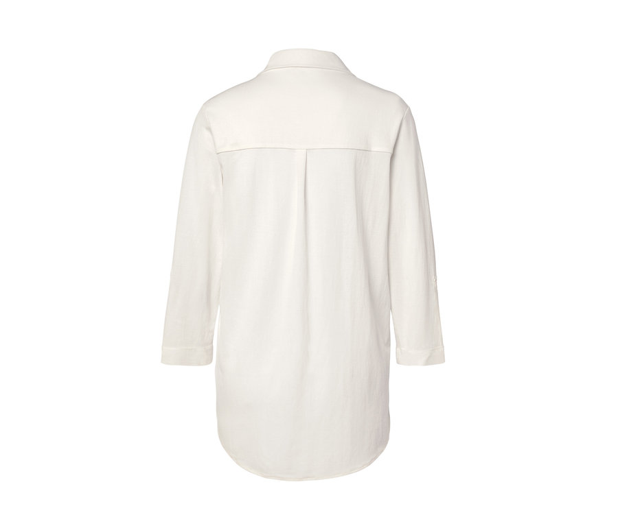 Vue arrière du chemisier en jersey piqué blanc crème.