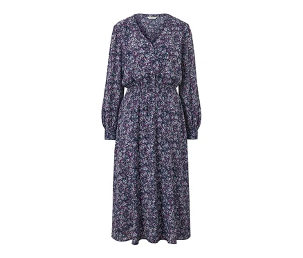 Vue d'ensemble de la robe midi à imprimé floral.