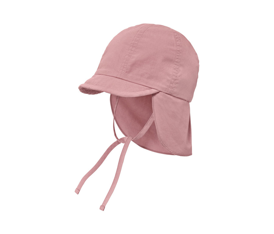 Bonnet d’été rose pour enfant avec indice de protection UV 80.