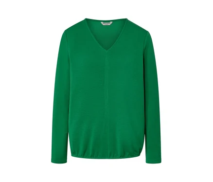 Blouse verte en modal mélangé à manches longues et col en V.