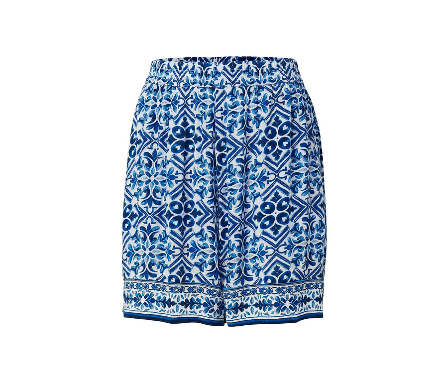 Short tissé imprimé bleu.