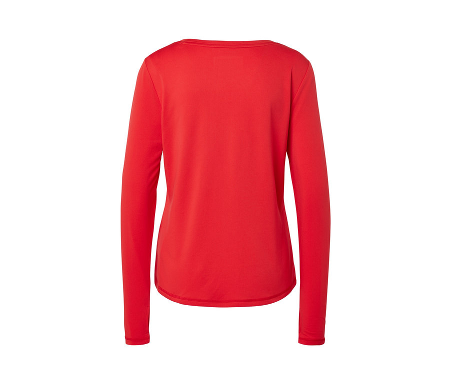 T-shirt technique rouge à manches longues vu de derrière.