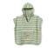 Poncho en éponge rayé vert et blanc pour bébés et tout-petits, avec capuche et un patch de lion sur la poche.