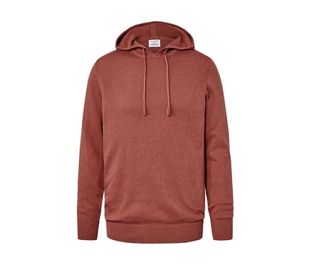 Un sweat-shirt à capuche en maille marron.
